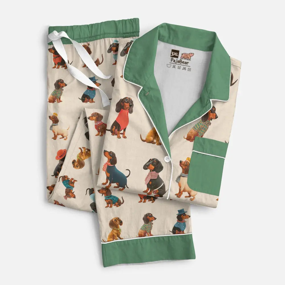 Dachshund Pajabear® Top & Pant Pajama Set Cuteness Wiener Mn8