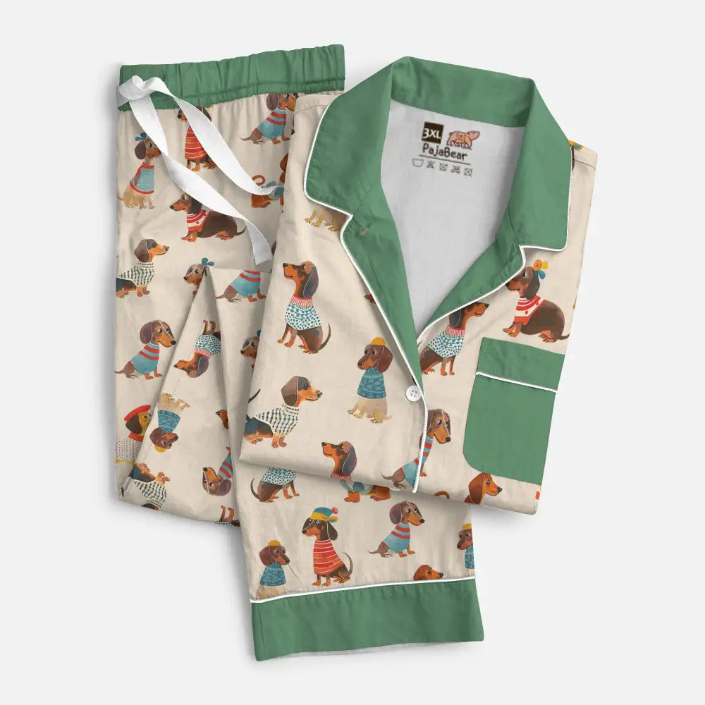 Dachshund Pajabear® Top & Pant Pajama Set Dynamic Wiener Mn8