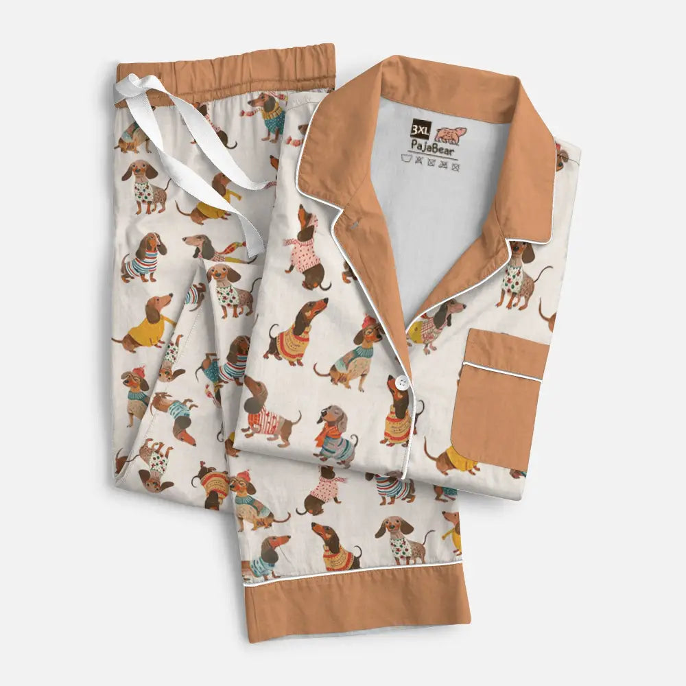 Dachshund Pajabear® Top & Pant Pajama Set Style Wiener Mn8