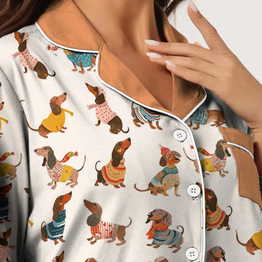 Dachshund Pajabear® Top & Pant Pajama Set Style Wiener Mn8