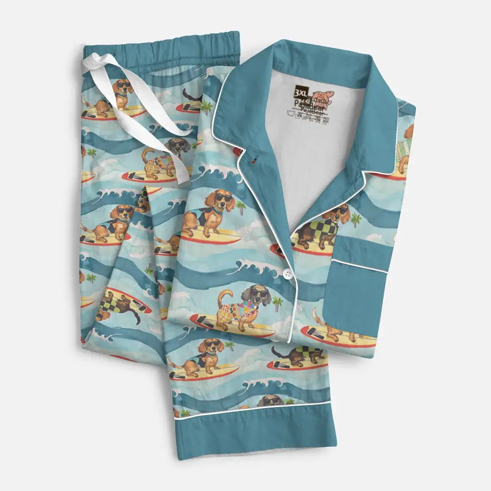 Pajabear Pajamas Top & Pant Dachshund Surfing Mn8 Pajama Set