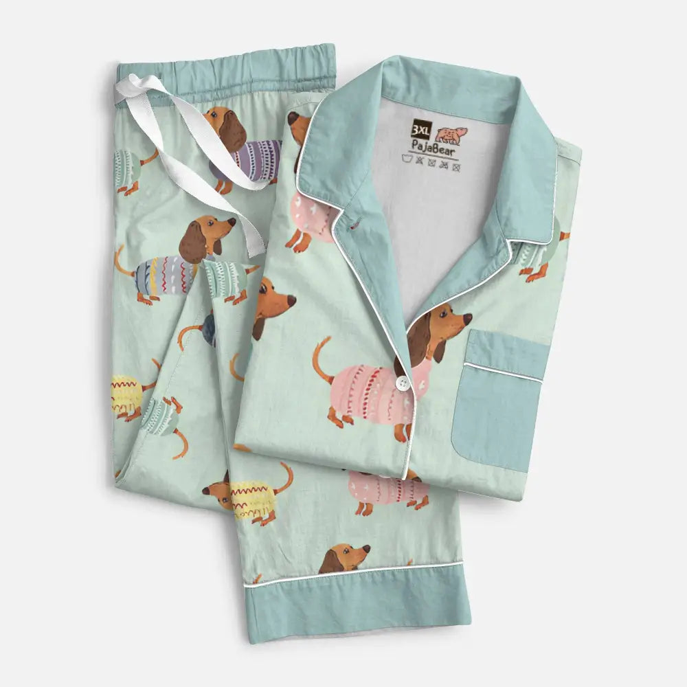Dog Pajabear® Top & Pant Pajama Set Colorful Dachshunds Lk8