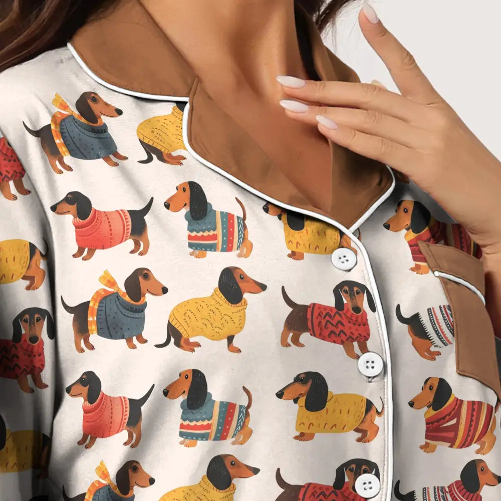 Dog Pajabear® Top & Pant Pajama Set Colorful Dachshunds Nl09