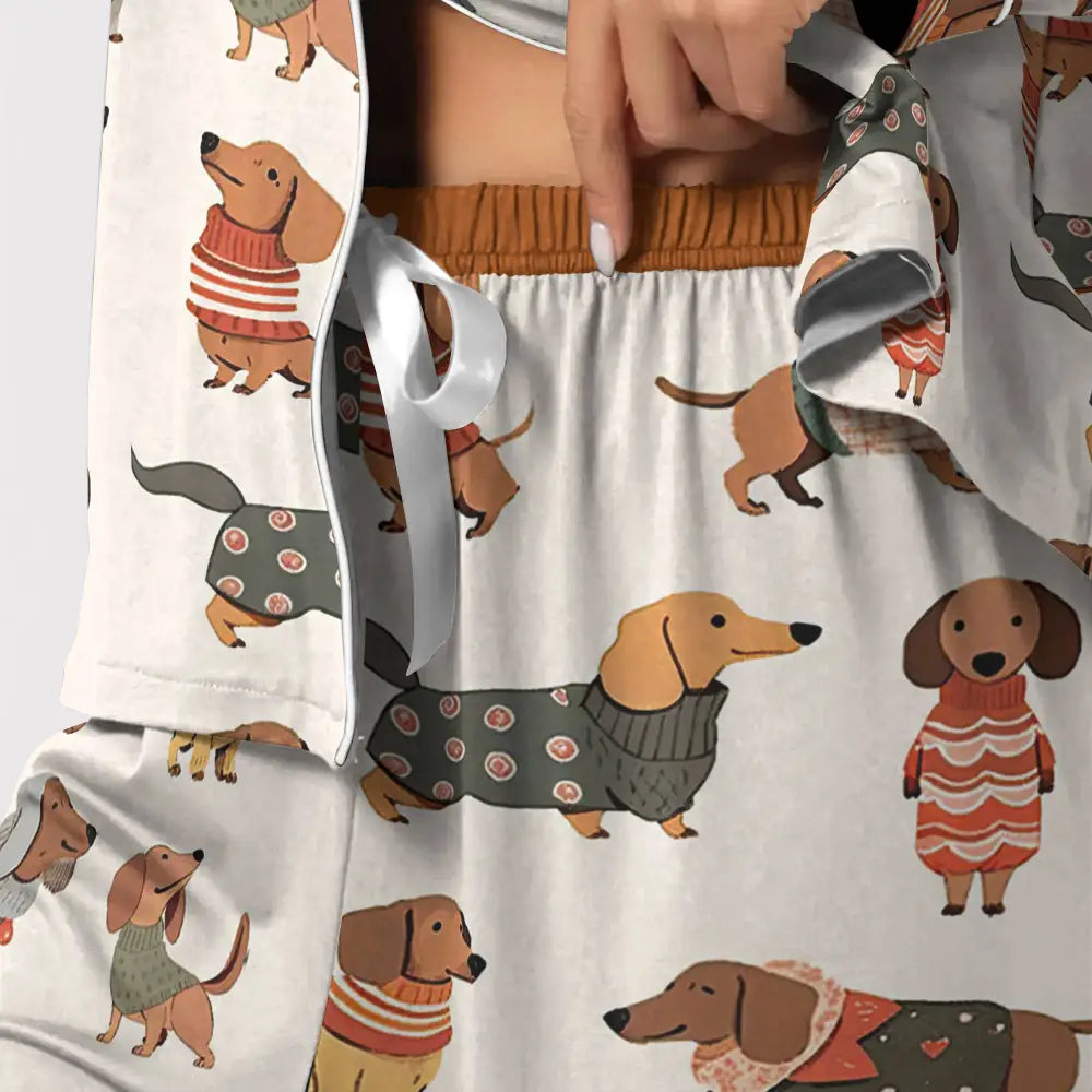 Dog Pajabear® Top & Pant Pajama Set Cute Dachshunds Lk8