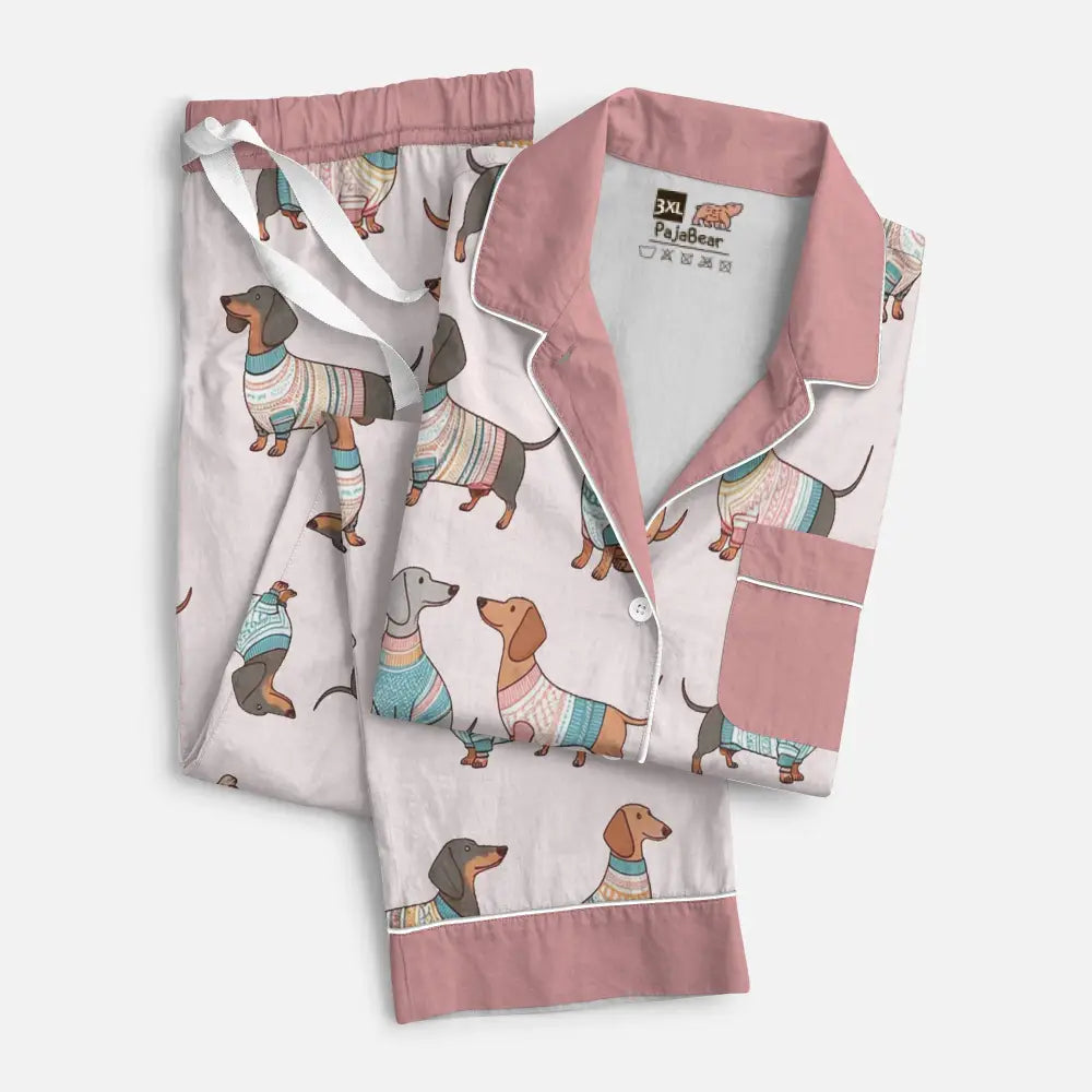 Dog Pajabear® Top & Pant Pajama Set Playful Dachshunds Lk8