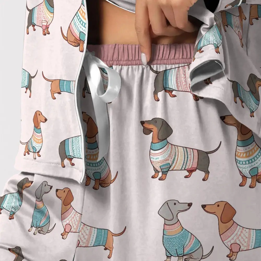 Dog Pajabear® Top & Pant Pajama Set Playful Dachshunds Lk8