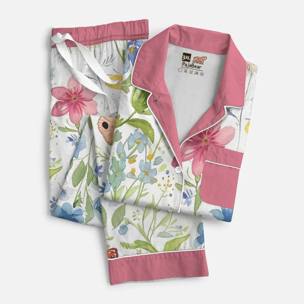 Pajabear Pajamas Top & Pant Floral Butterflies Lk8 Pajama Set