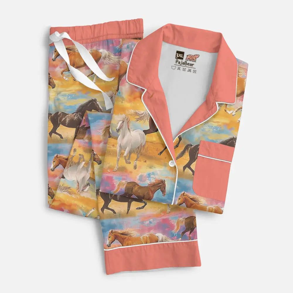 Horse Pajabear® Top & Pant Pajama Set Sunset Mn8