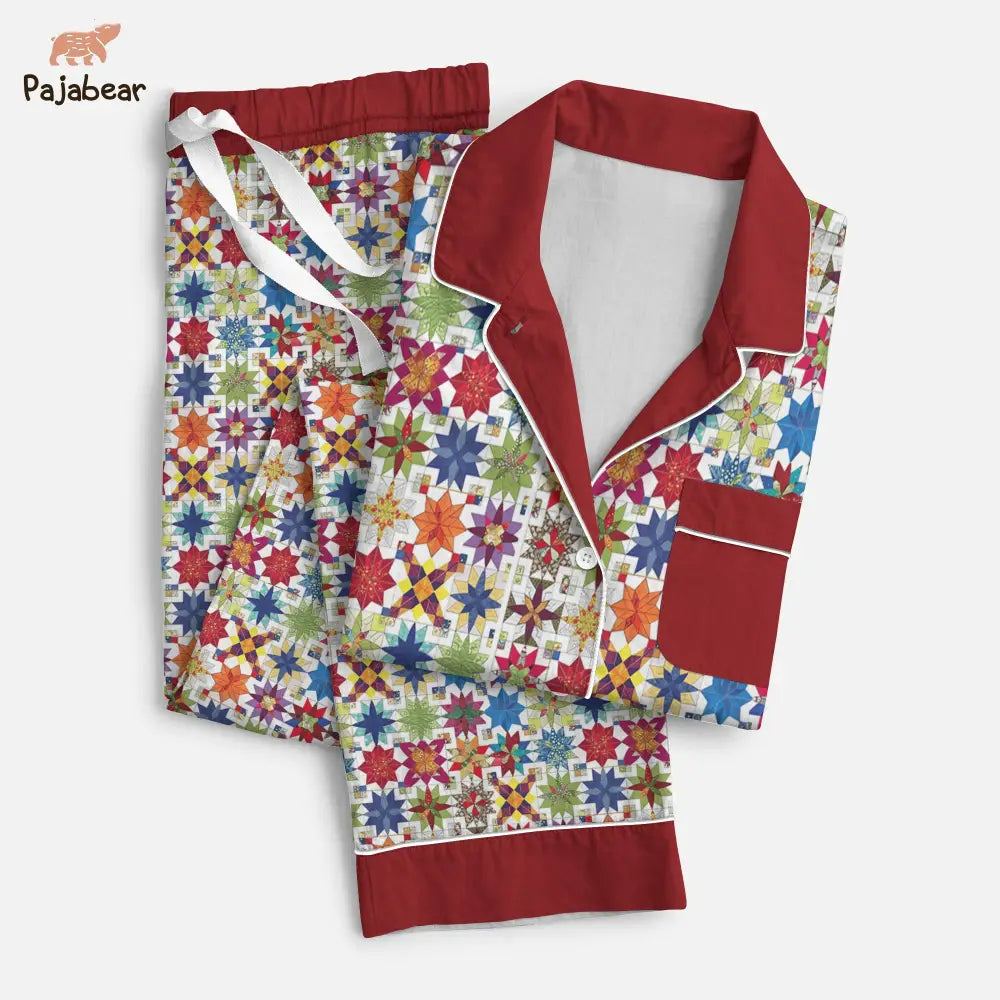 Quilting Pajabear® Top & Pant Pajama Set Quilt Blocks Nl09
