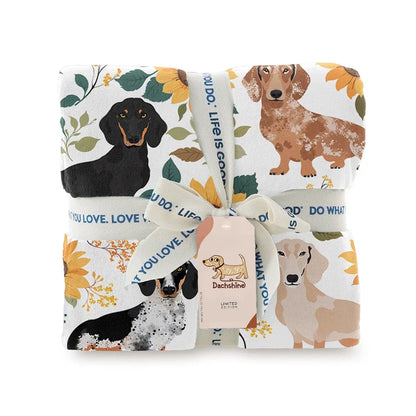 Pajabear Fleece Blanket Sunflower Sausage Dogs