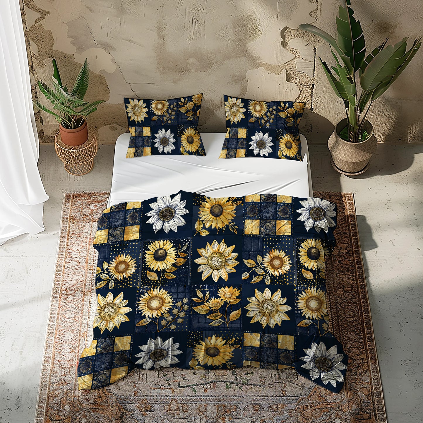 Pajabear 3 Pieces Duvet Cover Set Inelegance Sunflowers