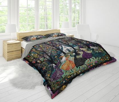 Pajabear 3 Pieces Duvet Cover Set Beautiful Witchy Woman